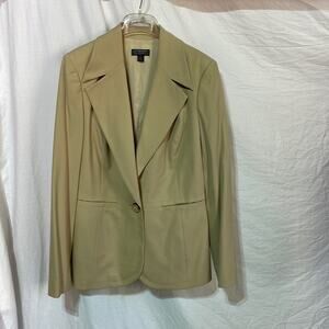 Classiques Entier 8 tan shaped wool spandex lined jacket puffed sleeves euc